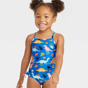 NWT Cat & Jack Baby Girl's Dinosaur One Piece Swimsuit 12M